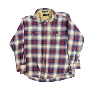 Vintage Outdoors Thick Plaid Flannel Shirt Men's L Button Up